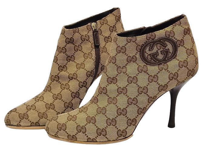 Botins Gucci GG Canvas Marrom Bege