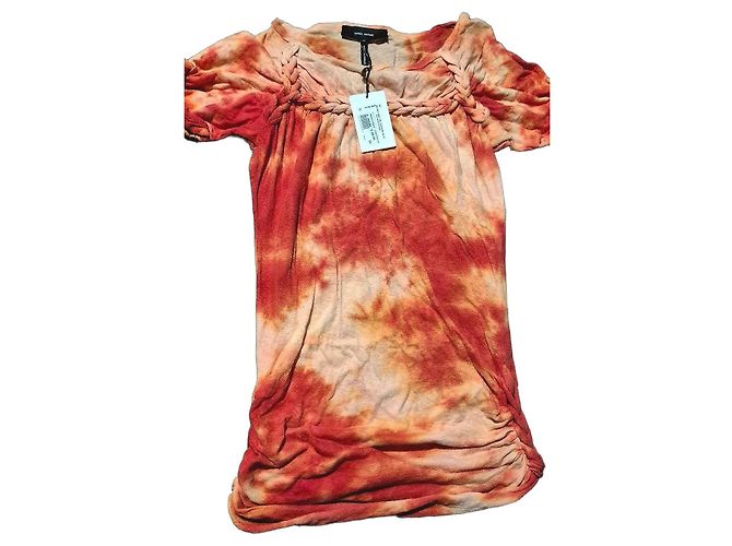 Isabel Marant Tie-Dye Mini-Kleid aus Baumwolle Rot Beige Orange