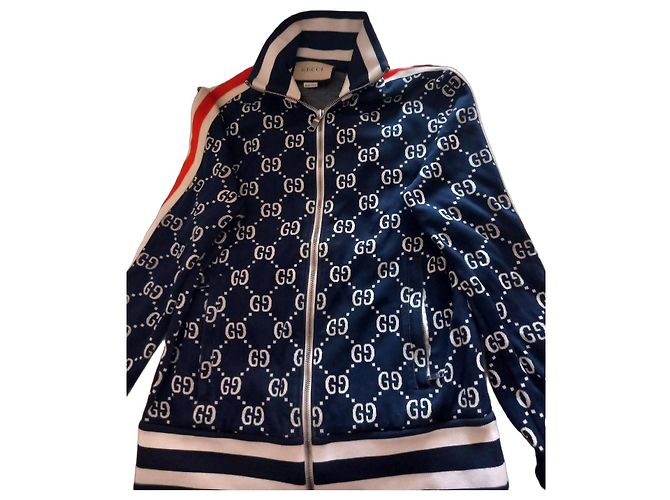 Gucci GG Monogram Sportjacke blau und weiß Bordeaux