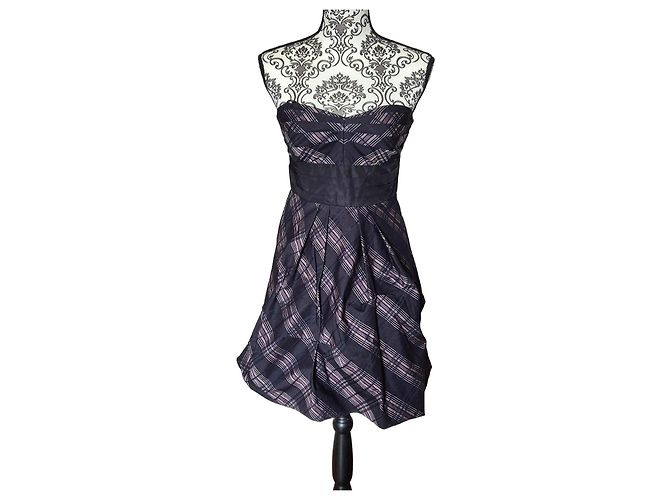 Bcbg Max Azria Checkered strapless dress Black Purple