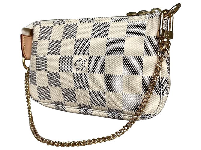 Louis Vuitton Mini Pochette Accessoires Damier Azur Branco Azul