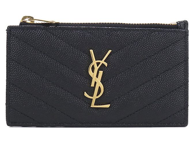 Autre Marque Monedero de piel negra Saint Laurent Negro