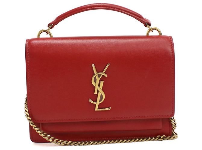 Autre Marque Bolsa de ombro Saint Laurent em couro de bezerro vermelho