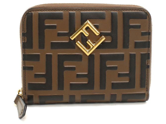 Fendi Bi-fold Geldbörse aus braunem Kalbsleder