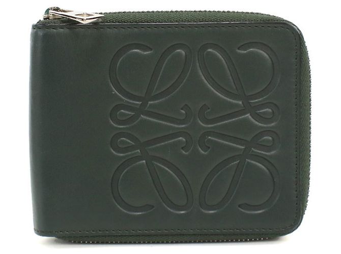 Cartera bi-fold Loewe en piel de becerro verde