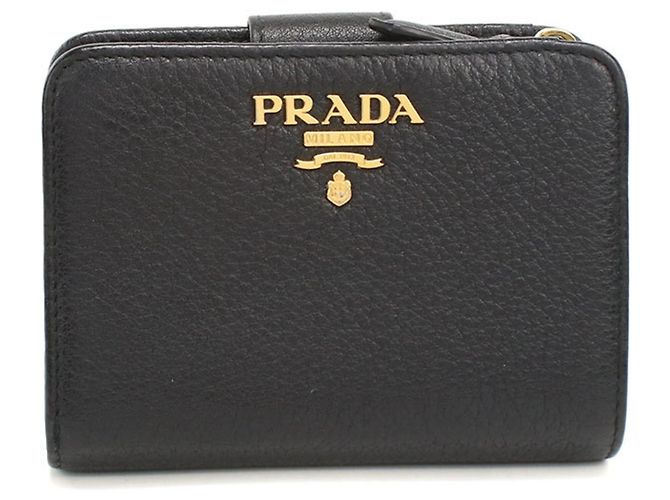 Portafoglio bi-fold Prada in pelle nera Nero