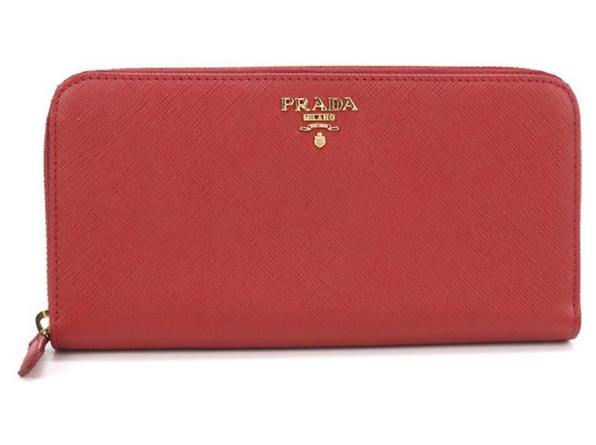 Saffiano Cartera larga Prada en piel roja