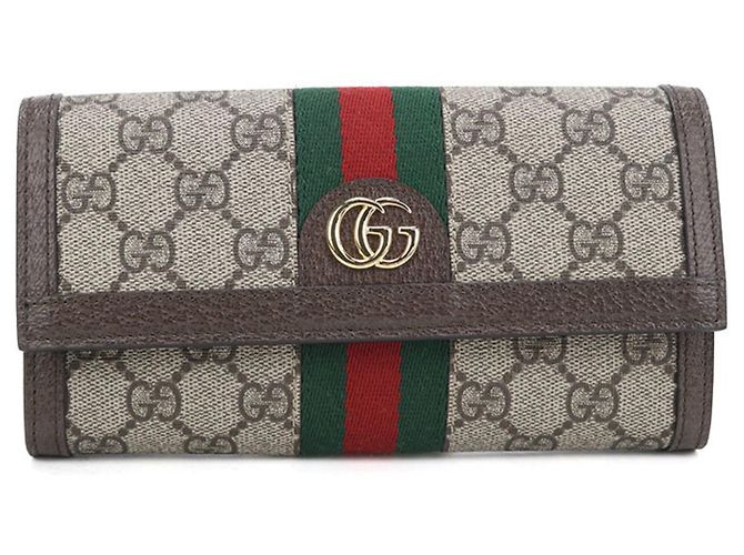 Gucci Ophidia Bi-Fold Long Wallet Beige