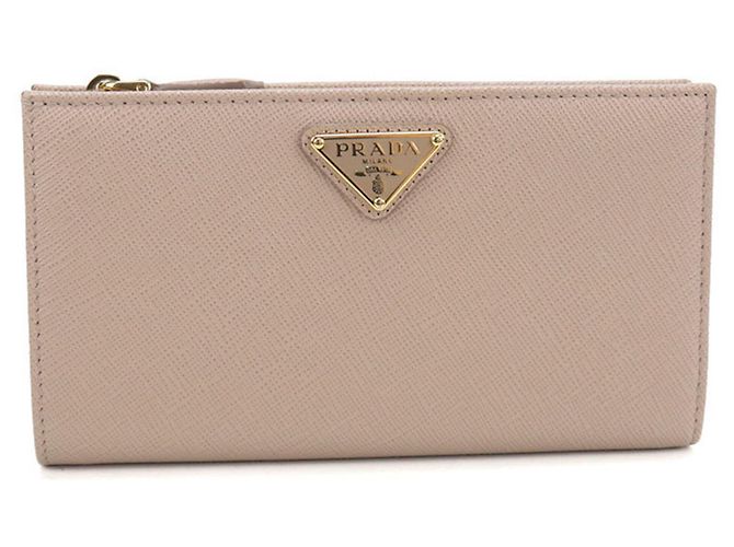 Saffiano Cartera larga Prada bi-fold Beige