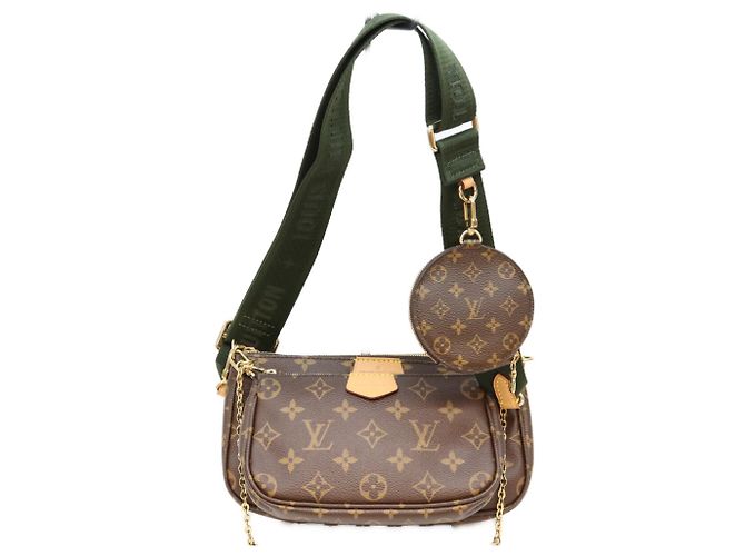 Bolso de hombro Louis Vuitton Monogram Khaki Multipochette Accessoires Castaño Caqui