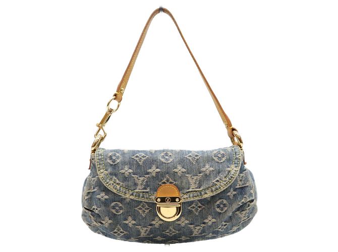 Borsa a spalla Mini Pleaty in denim Monogram Louis Vuitton