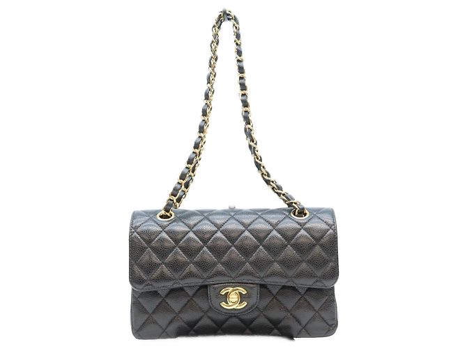 Borsa a tracolla Chanel in pelle caviar nera Nero