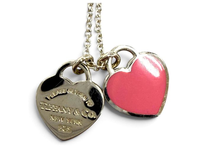 Autre Marque Tiffany & Co. Collana Mini Pendente Return to Tiffany Doppio Cuore Rosa Argento