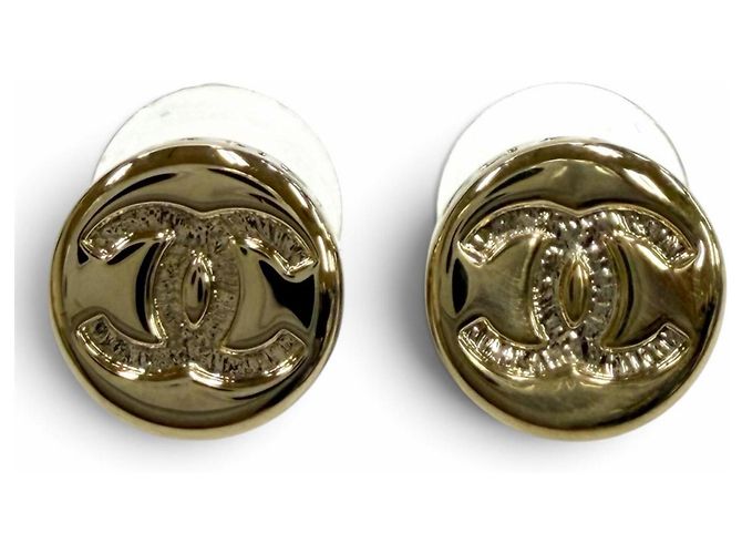 Chanel B25C Coco Mark Logo Gold Stecker-Ohrringe Golden