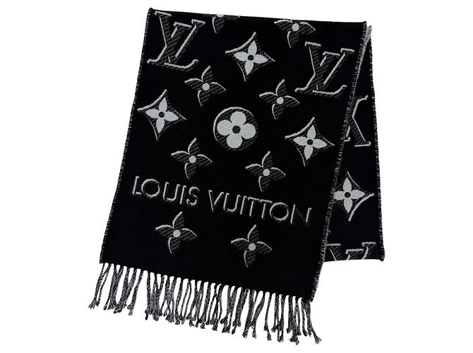 Stola Louis Vuitton in misto lana e seta nera Nero