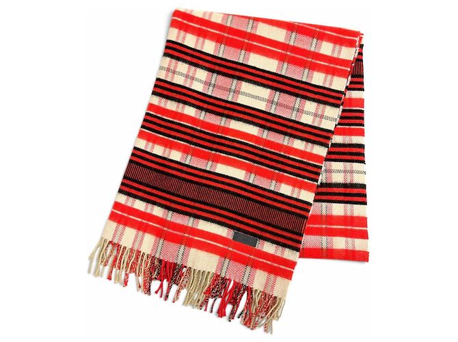 Hermès Kaschmir-Schal mit Lederpatch Rot