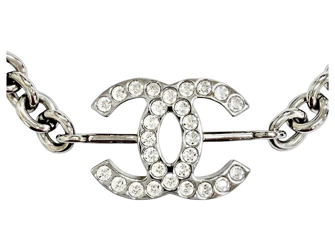 Collar de cadena con strass Chanel B25C ABE839 Coco Mark Plata