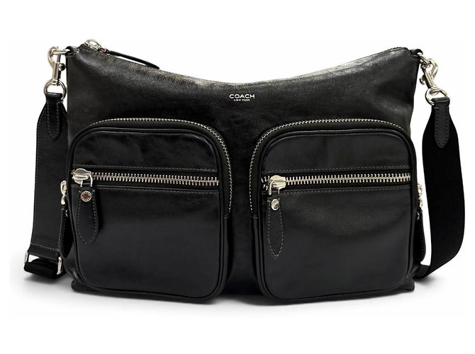 Coach Smooth Leather Domino Shoulder Bag Black