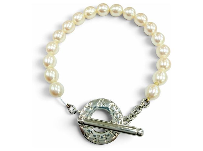 Autre Marque Pulseira Toggle Tiffany em pérolas de água doce 925 Prata