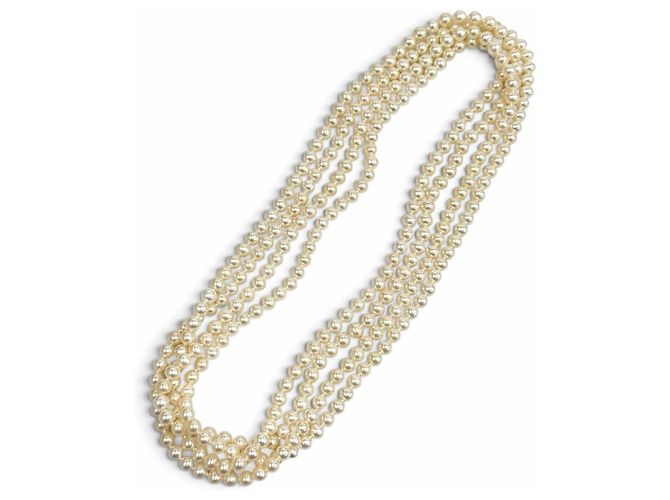 Autre Marque Colar longo de pérolas de água doce Tiffany Ziegfeld Collection Prata Branco