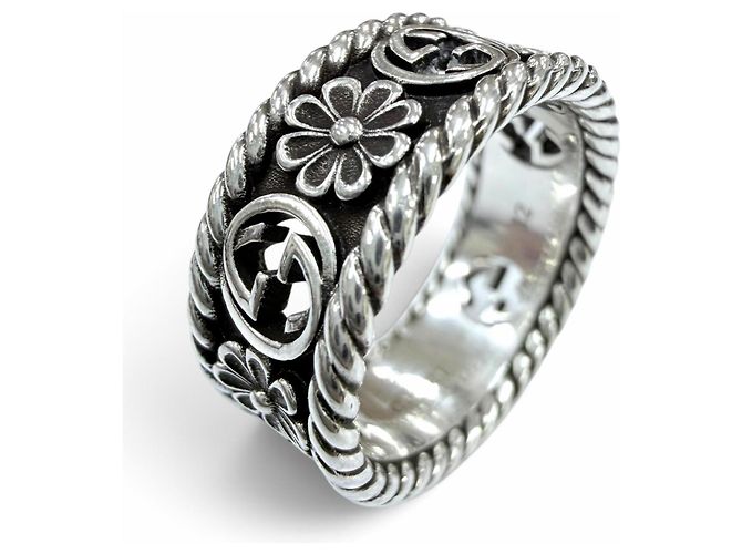 Gucci 577263 AG925 Interlocking G Flower Ring Silber