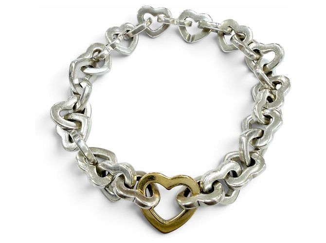 Autre Marque Bracciale Tiffany Vintage Heart Link Argento D'oro