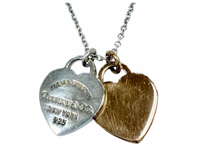 Autre Marque Collana con pendente Tiffany & Co. Double Heart Tag Argento D'oro