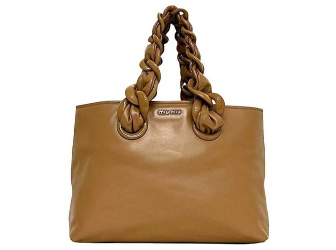 Sac cabas Miu Miu en cuir marron