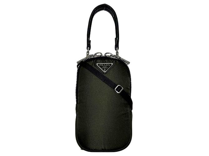 Prada Mini Borsa a Tracolla in Nylon Khaki Cachi