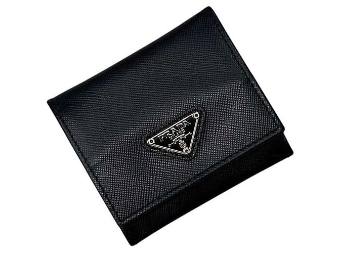 Prada Saffiano Leather Coin Case Black