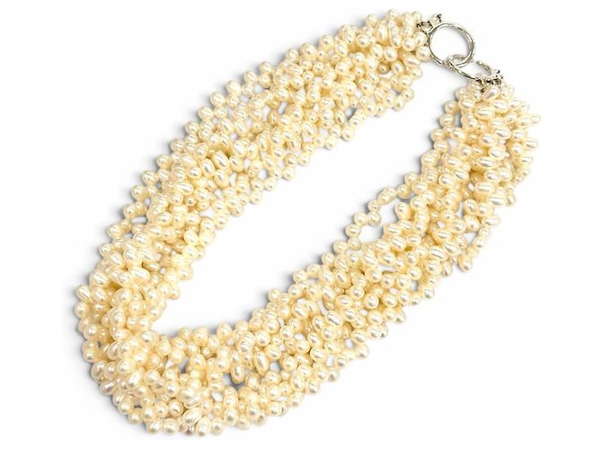 Autre Marque Collar Torsade Tiffany & Co. de perlas de agua dulce 925 Blanco