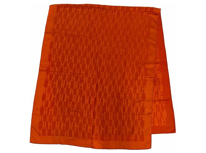 Hermès Grande scialle HERMES in seta e lana H-Logo Arancione