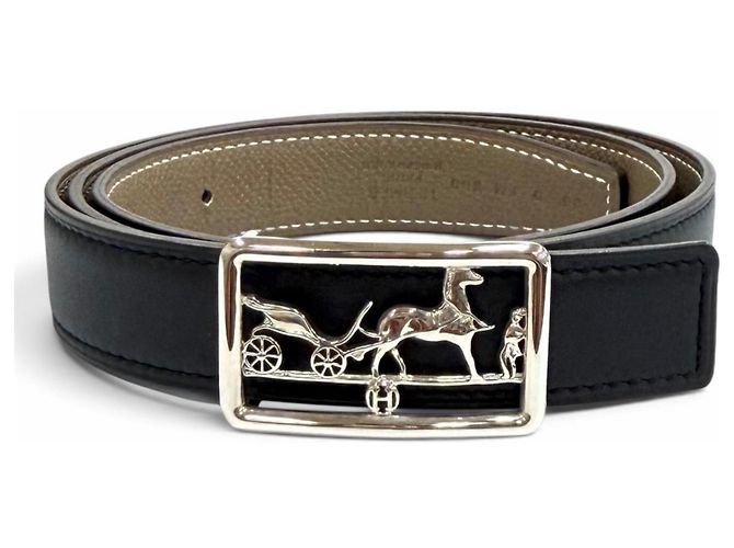 Hermès Hermes Reversible Black Etoupe Belt