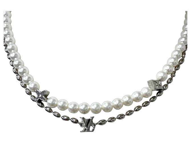 Collana Pearl Fusion Louis Vuitton Argento Bianco