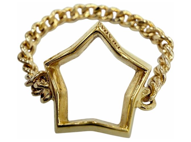 Anello a catena con stella in metallo e ottone Prada D'oro