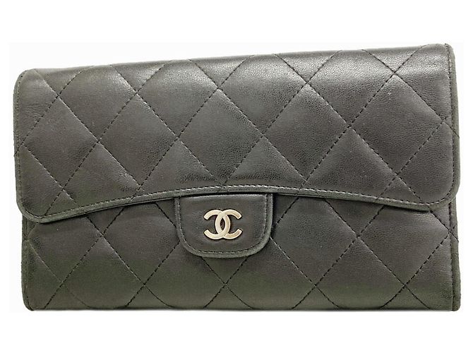 Chanel Black Tri-fold Long Wallet