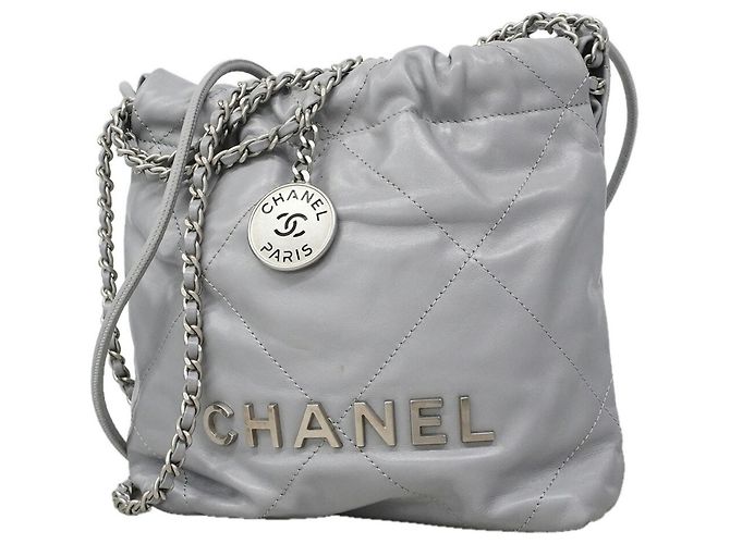 Bolsa de Ombro Chanel Cinza Marrom