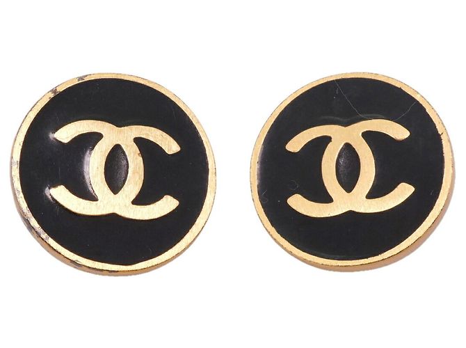Orecchini a clip Chanel in oro e nero D'oro