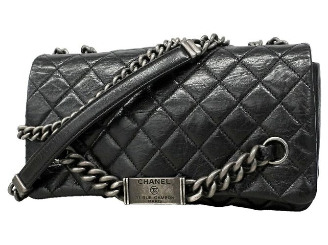 Cambon Borsa a tracolla Chanel in pelle di vitello nera Nero