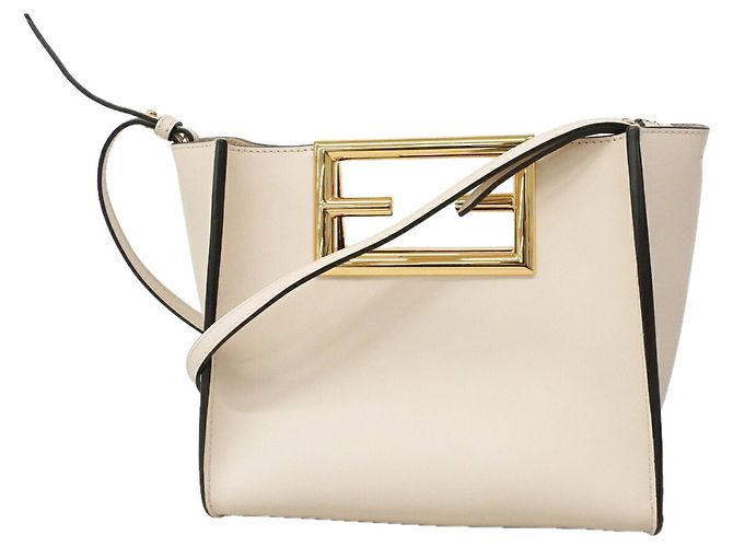 Fendi Way Small Handtasche aus Leder Ivory Roh