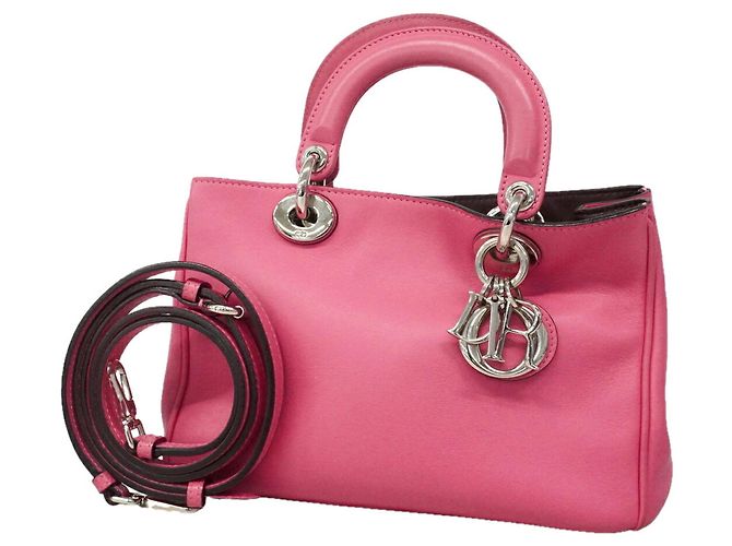 Bolsa de couro Christian Dior Diorissimo Rosa