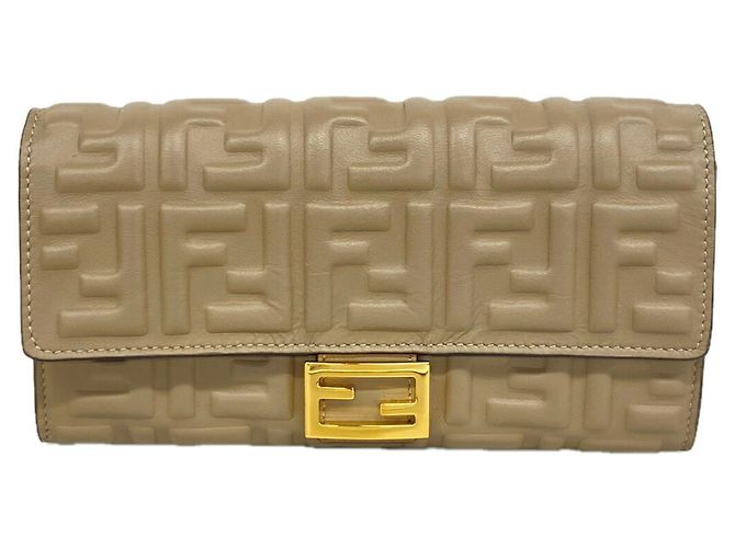 Fendi Grayish Leather Long Wallet Grey