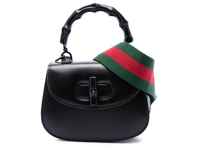 Bamboo Borsa Gucci 1947 Mini con manico in bambù in pelle di vitello nera Nero