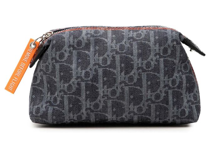 Autre Marque Dior Blue Oblique Denim Flight Kosmetiktasche Blau