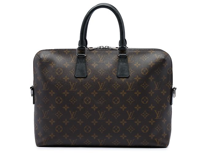 Louis Vuitton Brown Monogram Macassar Porte Documents Jour Marrone
