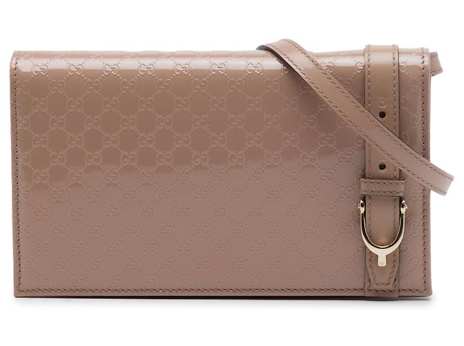 Borsa a tracolla Gucci Beige Patent Microguccissima Stirrup