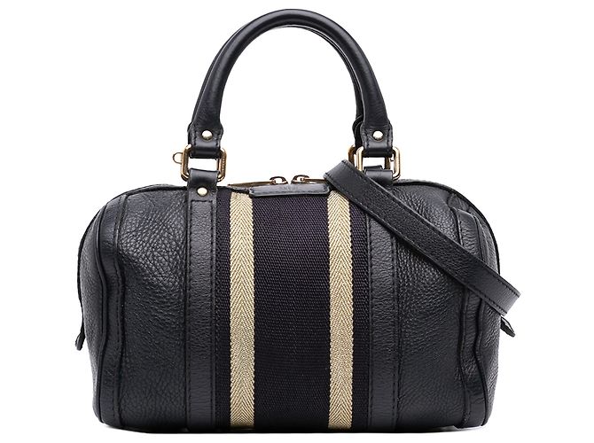 Bolsa Boston Gucci Joy Small em couro de bezerro preto com faixa Web