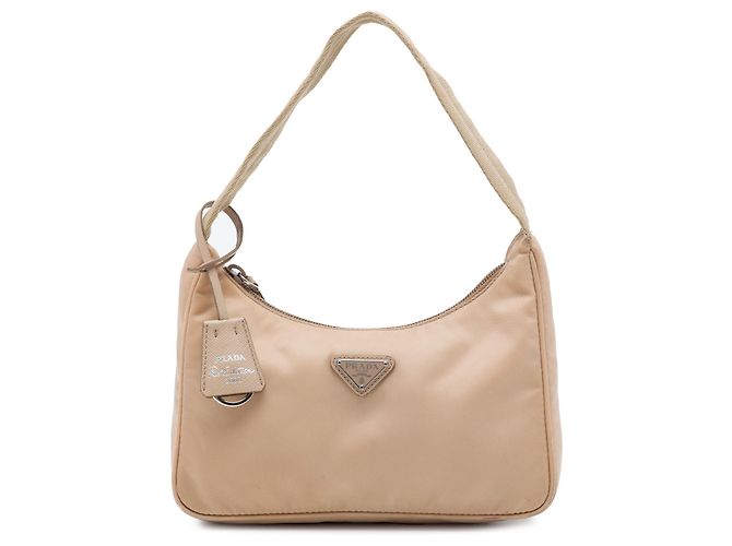 Bolso de hombro Prada Mini Tessuto Re Edition 2000 Beige