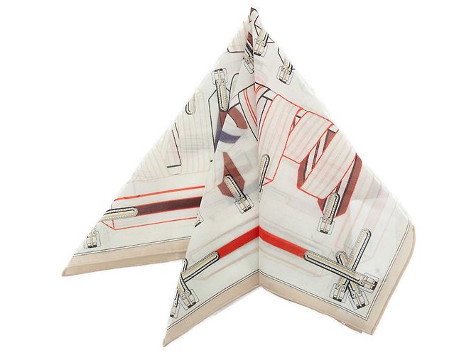 Pañuelo Hermès White Les Sangles en Finesse Blanco Blanco roto
