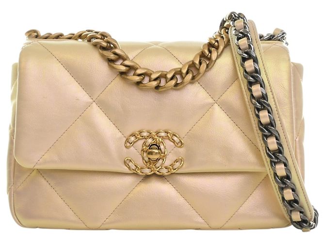 Chanel Beige Medium Iridescent Lambskin 19 Flap